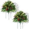 Lighted Artificial Christmas Urn Filler Battery Operated Pre-lit Xmas Pine Tree with Tripod Stake And 50 LED Light Outdoor Planter Filler