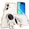 Protective Case - BOOLING - for iPhone 17 - Shockproof Silicone with Astronaut Pattern Stand - White