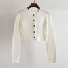 French Simplicity New Round Neck Single Breasted Knitting Cardigan Female Early Autumn Silm Short Outer Wear Long Sleeves Sweater Top