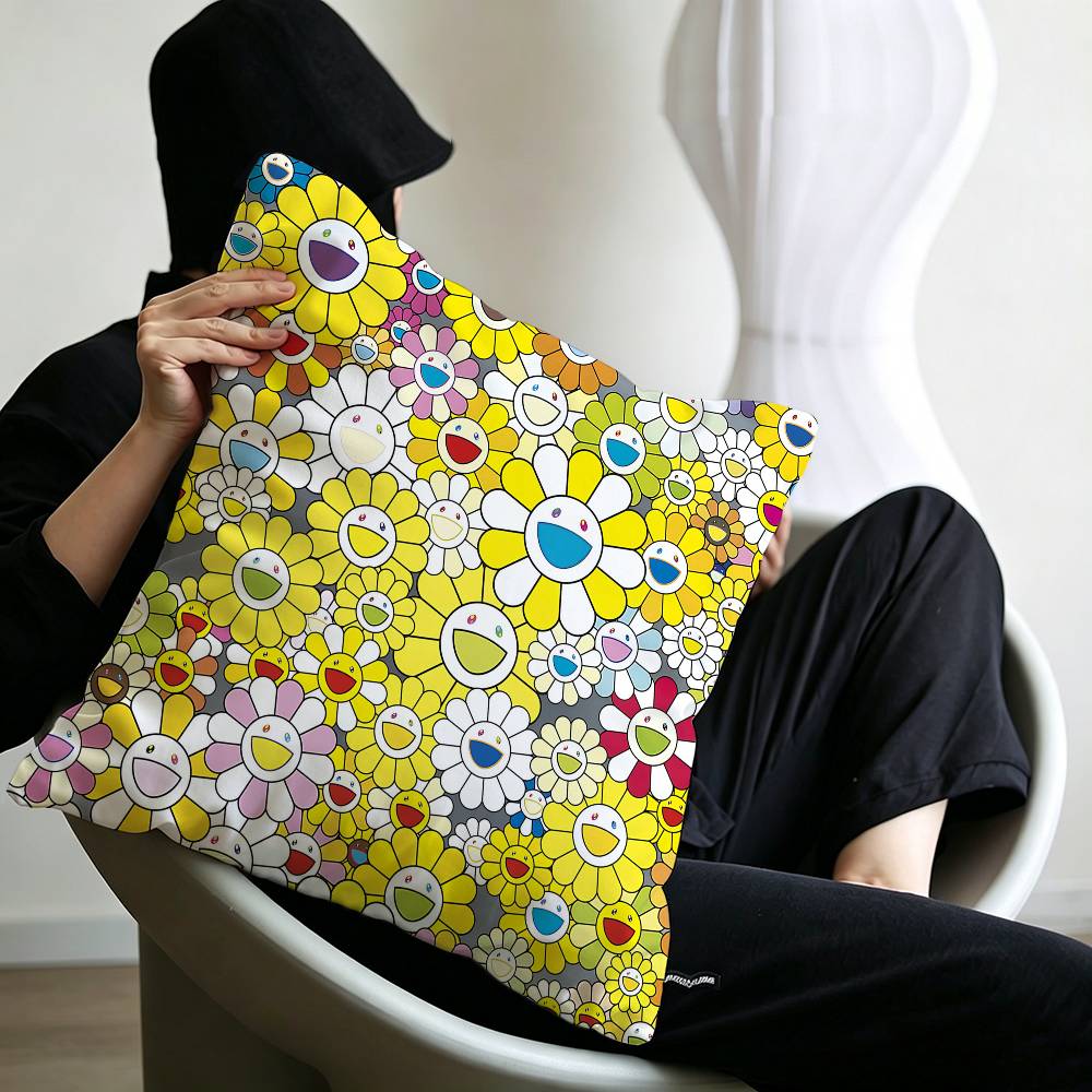 Takashi Murakami Flower Sunflower Pillow Cushion Cover Pillowcase Living Room Sofa Home Decor Customized