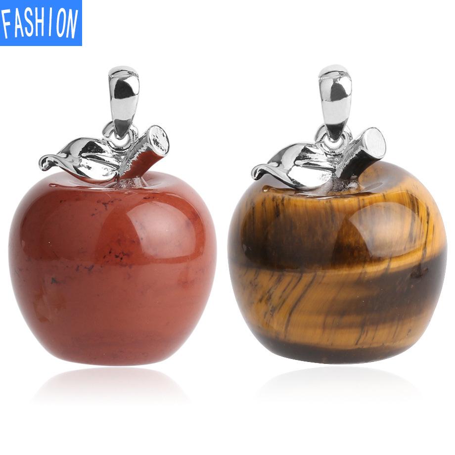 Natural Crystal Apple Pendant Summer Bead Chain Necklace Women'S European And American Fashion
