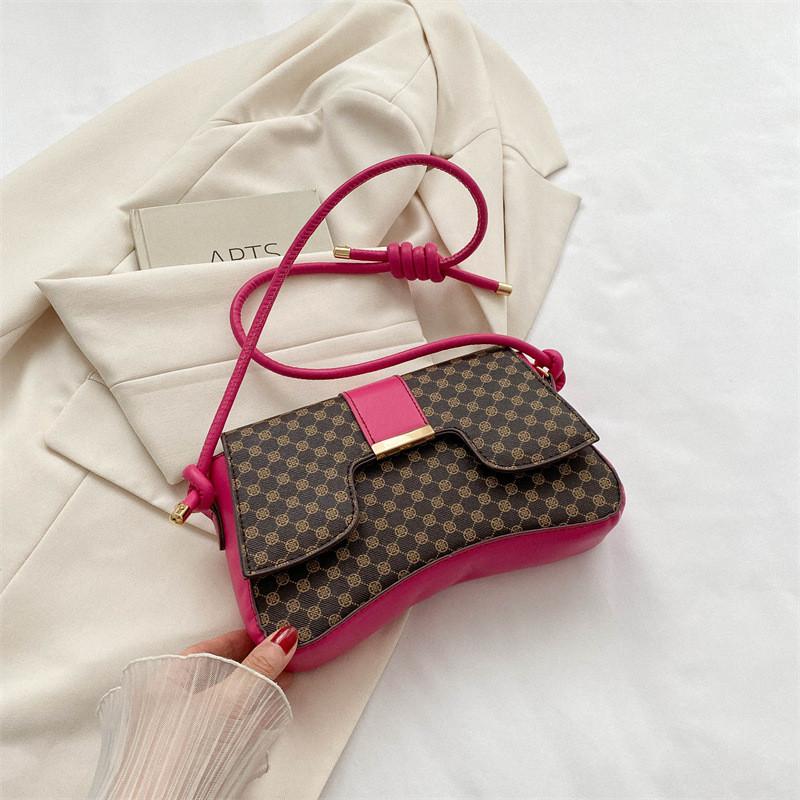 Stylish Black Pu Crossbody Bag Retro Chic Small Square Handbag For Women маджента