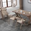 Essstuhl gebogenes Holz modern schlicht retro klappbare Rückenlehne Stoff Café Restaurant Freizeit Arbeitszimmer Wartebereich