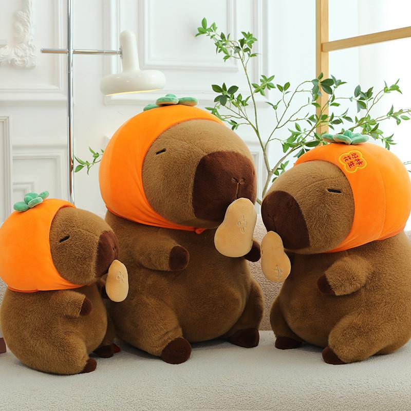 Peanut Capybara Persimmon Plush Toy Cartoon Stuffed Animal Doll Gift Decoration