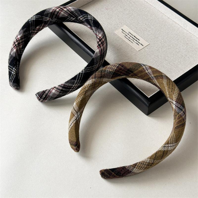 Fashion Women's Plaid Cloth Headbands with Sponge Padding for Ladies And Girls Casual Hair Hoops Accessories