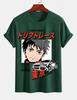Unisexs Pure Cotton Solid Color Tshirt Tokyo Drift Racing Anime Shonen Print Crew Neck Shortsleeve Street Casual Top