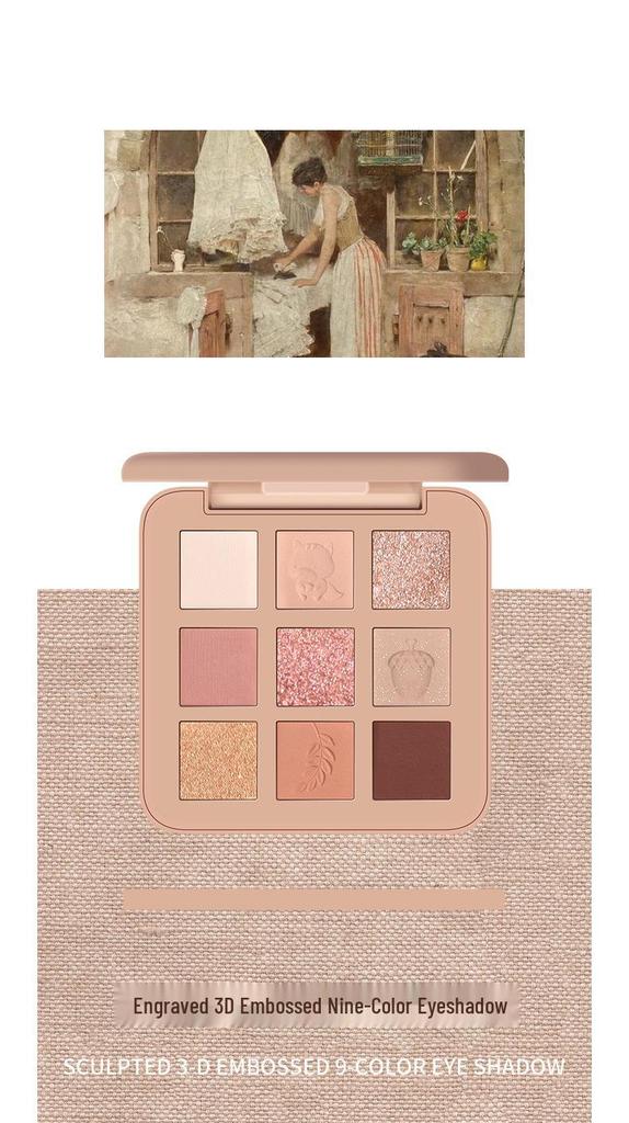 NOVO Nine-Color Earth Tones Eyeshadow Palette: Shimmer, Matte, Fine Glitter, Blendable, Student-Friendly.