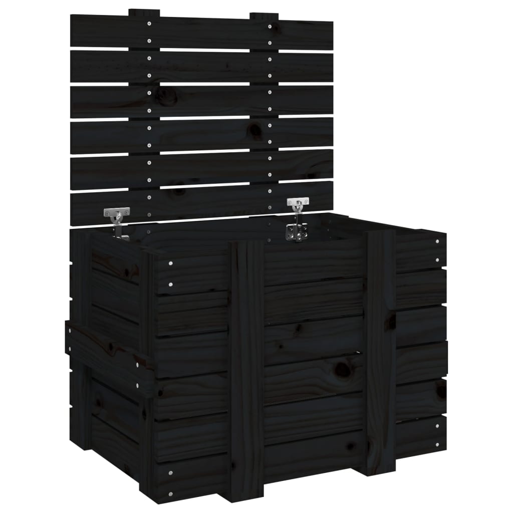 Vidaxl Storage Chest, Black, 58X40.5X42 Cm, Solid Pine