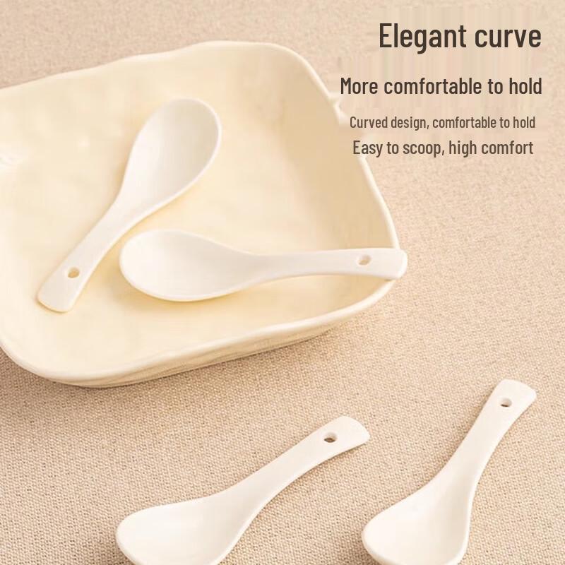 Creamy Yellow Ceramic Soup Spoons Set
