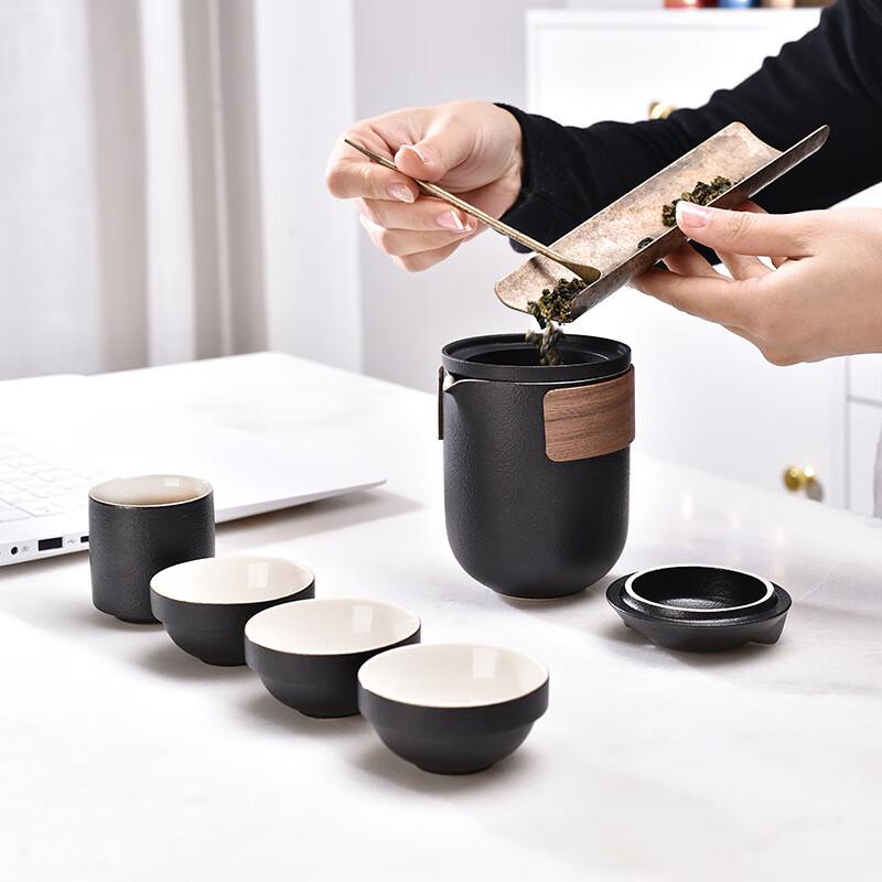 ZhuiJia Black Pottery Portable Travel Tea Set