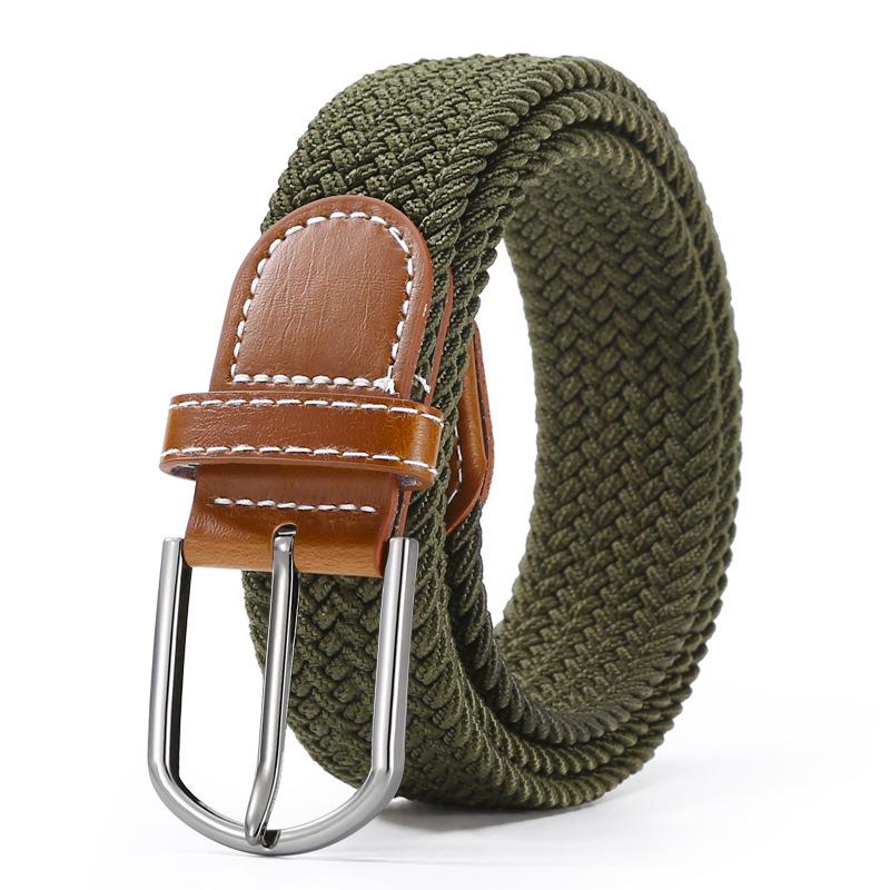 Multi-Color Elastic Needle Buckle Leather Belt – Men's Casual Fashion Accessory