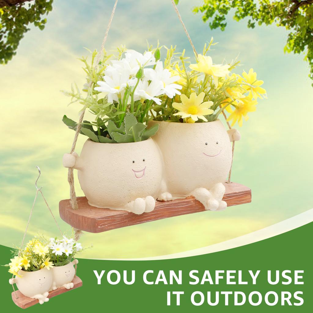 Smiley Face Flower Pot Cute Swinging Smiley Face Hanging Planter Cute Vase Indoor and Outdoor Decor Hanging Flower Pots