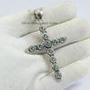 Natural Blue Topaz Cross Pendant, Anniversary Pendant, Round Gemstone Pendant, 925 Sterling Silver Pendant, Topaz Handmade Pendant