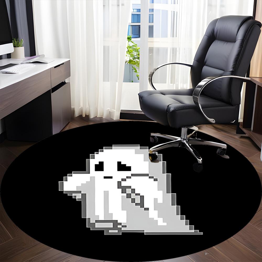 1pc Ghost Spirit Office Round Area Rug, Mat Suitable For Office, Under Office Chairs Bedroom Living Room Home Decor, Room Deco
