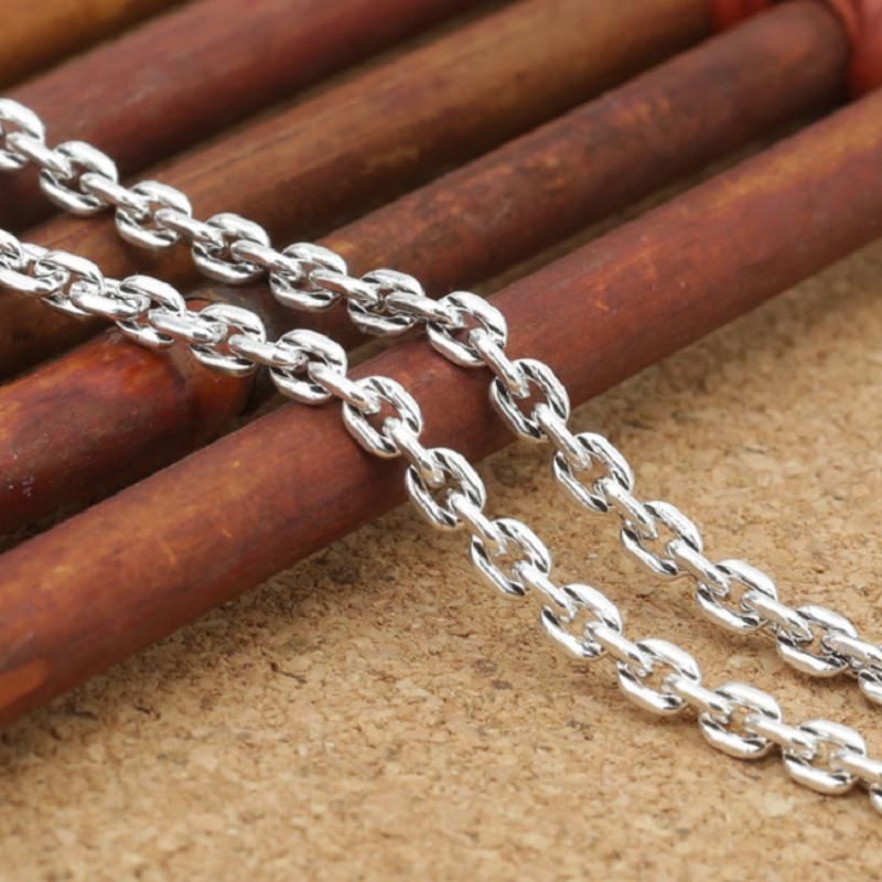 Pure Silver 3mm Necklace S925 Sterling Silver Jewelry Square Men Women Necklace Chain 925 Silver Round Chain Necklace
