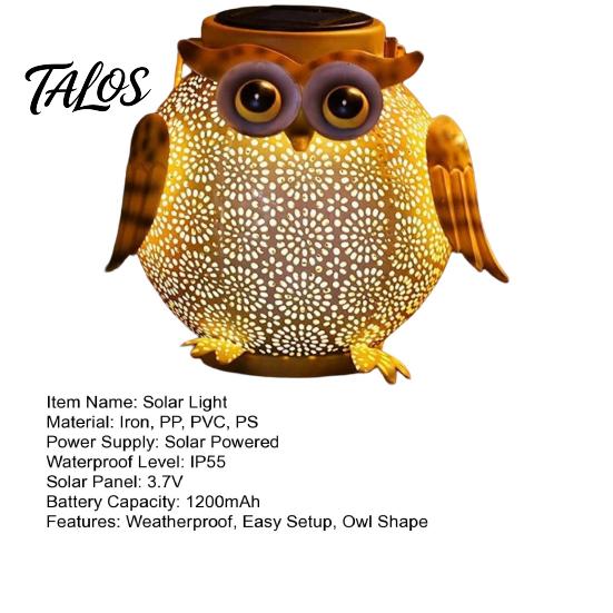 Metal Owl Solar Light, Outdoor Solar Owl Lantern, Waterproof Solar Powered Garden Light, Hanging Floral Owl Lantern for Patio Yard Porch