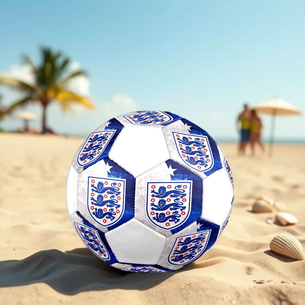 England Football Size 5 Soccer Ball, Machine-Stitched PVC, Durable & High Bounce, All Ages Fit, Fan Merchandise, Matches & Outdoor Use.