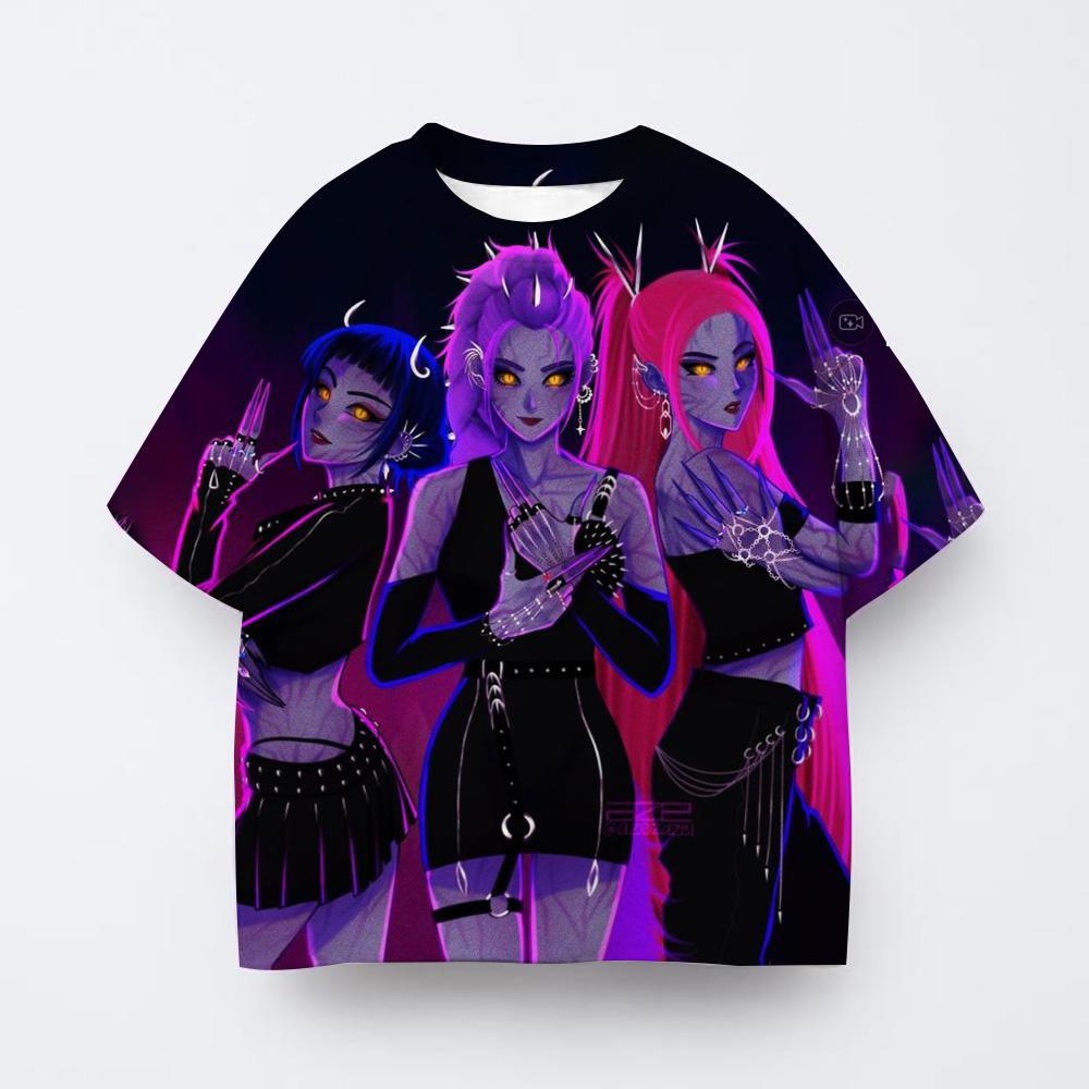 Summer Girl Clothes Kpop Devil Hunter Cartoon T-shirt Fun Gift for Fans Harajuku Cool Children's T-shirt Summer Top 2025