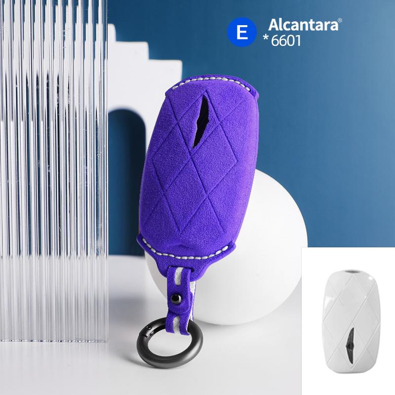 Car Key Case Cover Holder Key Buckle Alcantara Suede For For Genesis Gv60 Gv90 G90 Keychain Accessories