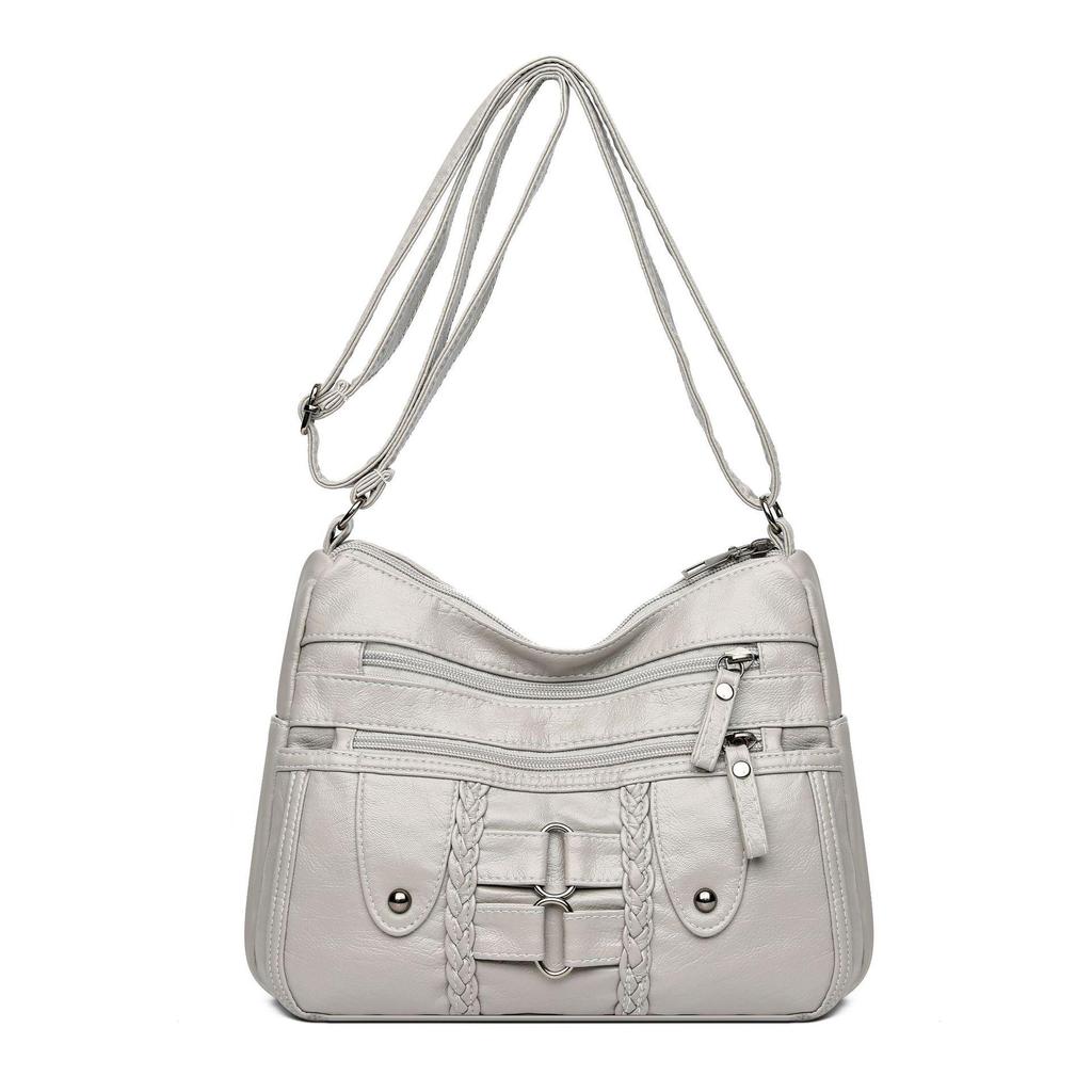 Crossbody-väska med stor kapacitet: Koreansk stil, Mjukt läder, Flera fack, Elegant och enkel design