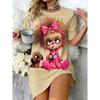 Women's Plus Size Casual T-Shirt Dress with Cute Cartoon and Adorable Puppy Print