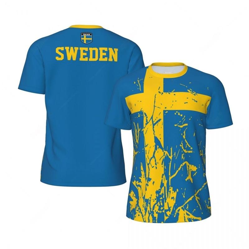 WowClassic Zweden Voetbal T-shirt Voor Mannen 3D Geprint Los T-shirt Mode Korte Mouw Ronde Hals T-shirts Tops Zomer Sport Voetbal T-shirts M
