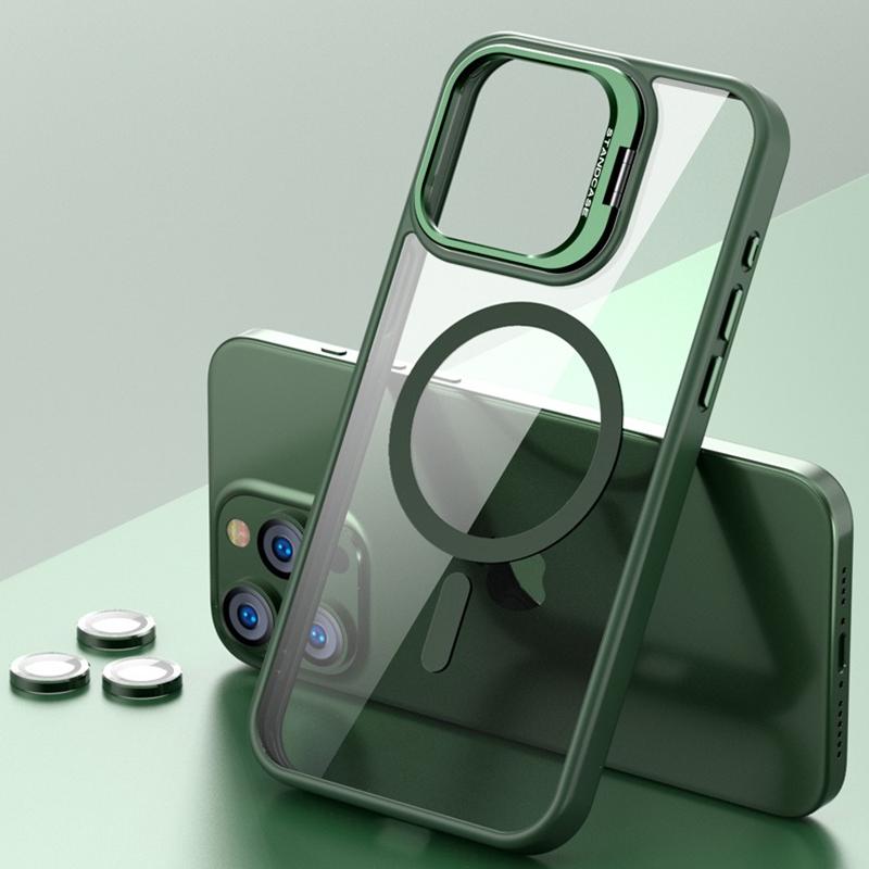 Moderne magnetische Standhülle für iPhone 16 15 14 Plus 13 12 11 Pro Max Hülle für Magsafe Kabelloses Laden Mit Objektivschutz Abdeckung