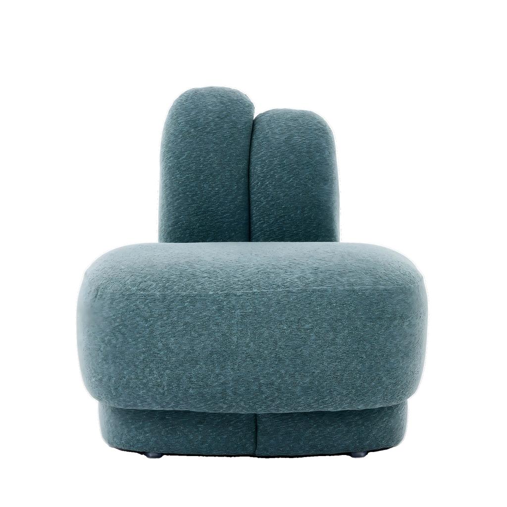 Cozy Bunny-Ear Fabric Ottoman - Fixed Upholstered Stool with Cute Ears, No Storage, Not Removable