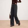Shexi Women's 100% Wool High-Waisted Wide-Leg Knit Trousers