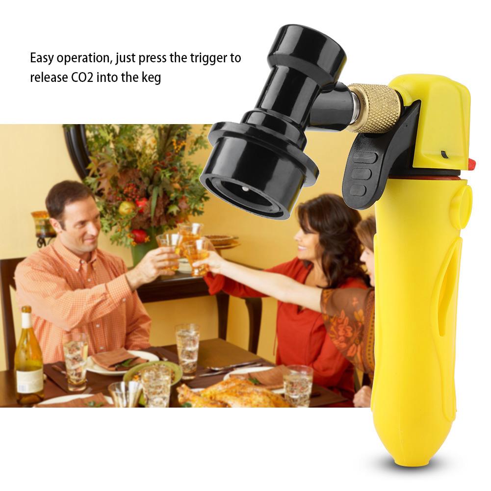 Portable Homebrew Keg Charger Handheld CO2 Injector Draft Beer Dispenser(Yellow)