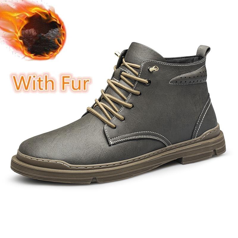 

Fashion Genuine Leather Men s High Top Shoes Classic Casual Motorcycle Boots British Style Mid-Calf Ankle Boots Thick Bottom Warm Shoes 45