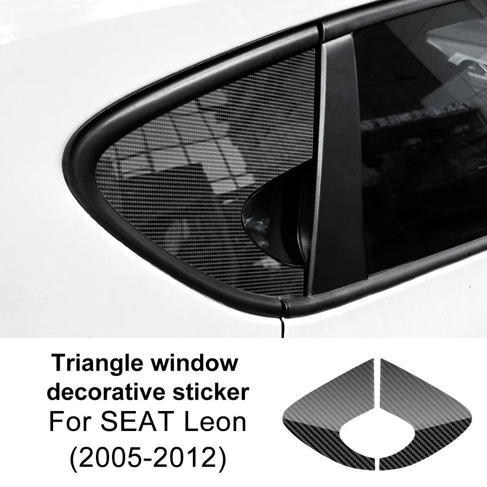 For Seat Leon MK1 Altea 2005 2006 2007 2008 2009 2010 2011 2012 Triangle Window Sticker Carbon Fiber Pattern Glossy Black Trim