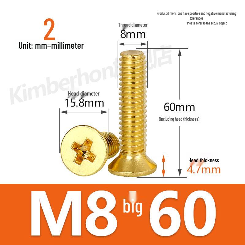 Copper Phillips Countersunk Head Machine Screws, Sizes M2–M4, Lengths 6/8/10/12mm