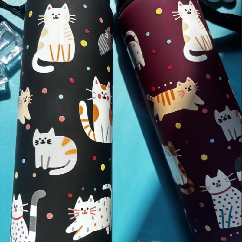750ML New Stylish Matte Plastic Cat Water Bottle-Large Capacity Portable Sealed Sports Bottle for Fitness Leak-Proof Water Cup 1