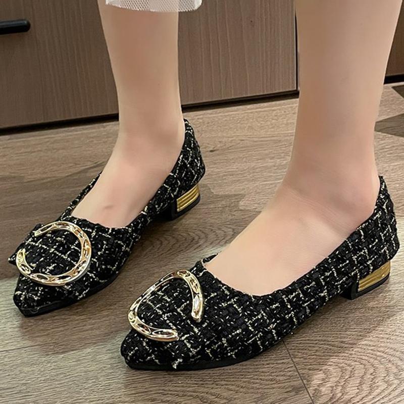 

Fashion Fashion Patchwork Flats Shoes for Women Spring Buckle Slip On Low Heel Pumps Woman Spring Autumn Korean Pointed Toe Shoes Ladies 42 синий