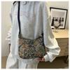 Fashion Vintage Crossbody Bag Half Moon Shape Printed Pattern Shoulder Bag Texture Handbag for Women