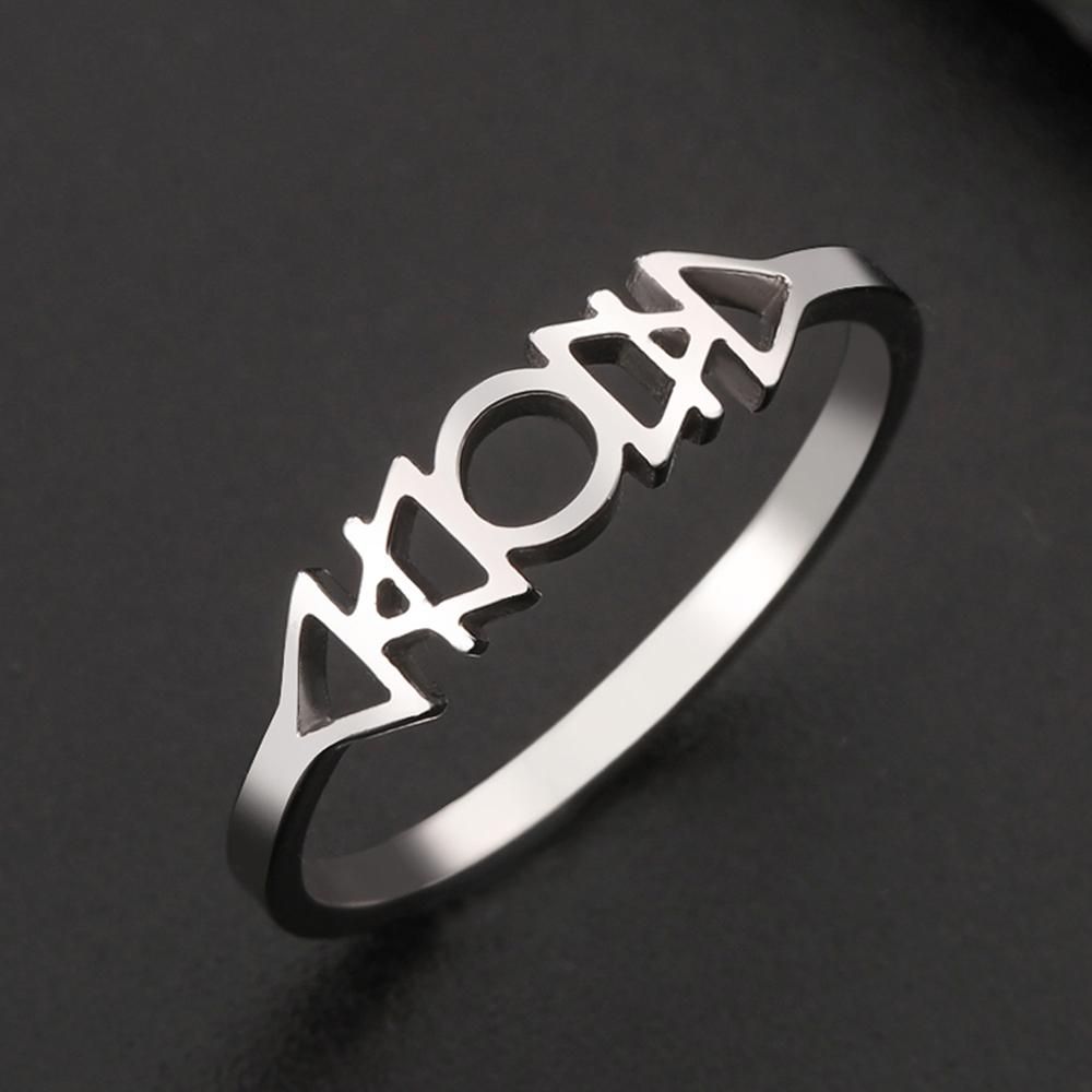 Dawapara Occult Planetary Alchemical Symbols Ring 4 Elements Earth Air Water Fire Stainless Steel Meditation Astrology Jewelry 6