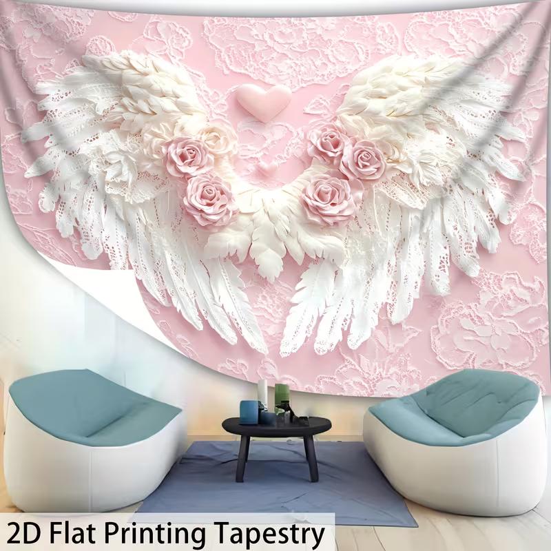2D Aesthetic Romantic Angel Wing Tapestry Bedroom Background Decor