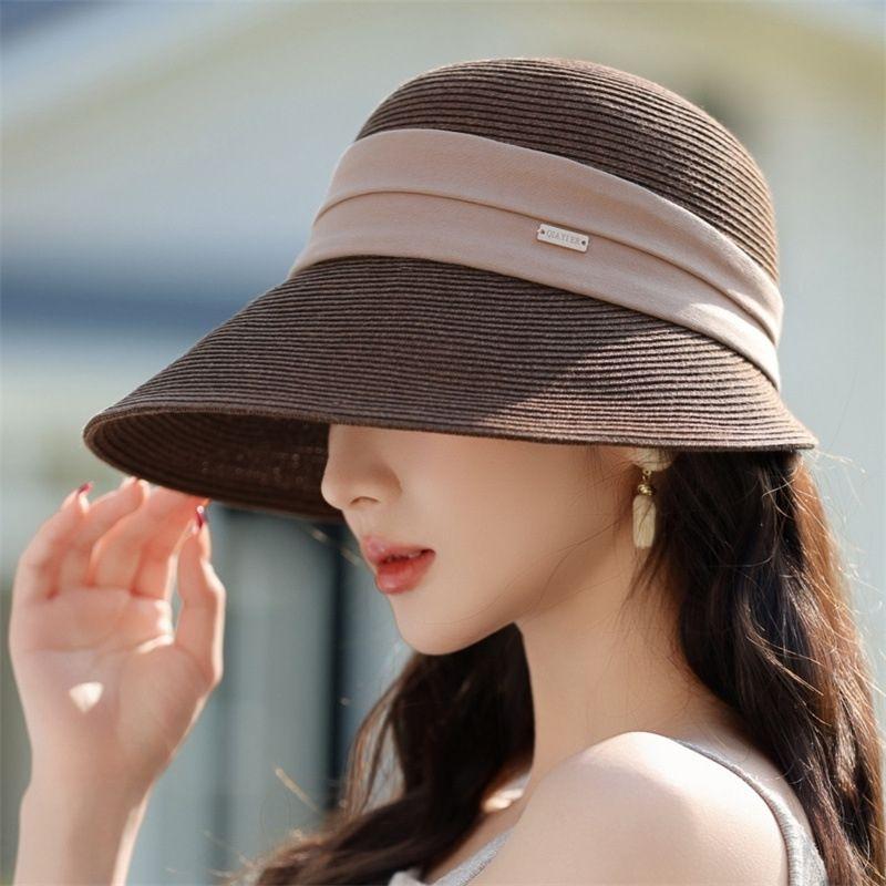 Spring and Summer New Sun Hat Women's Sunscreen Foreign Style Fashion Straw Hat Vacation Summer Sun Hat