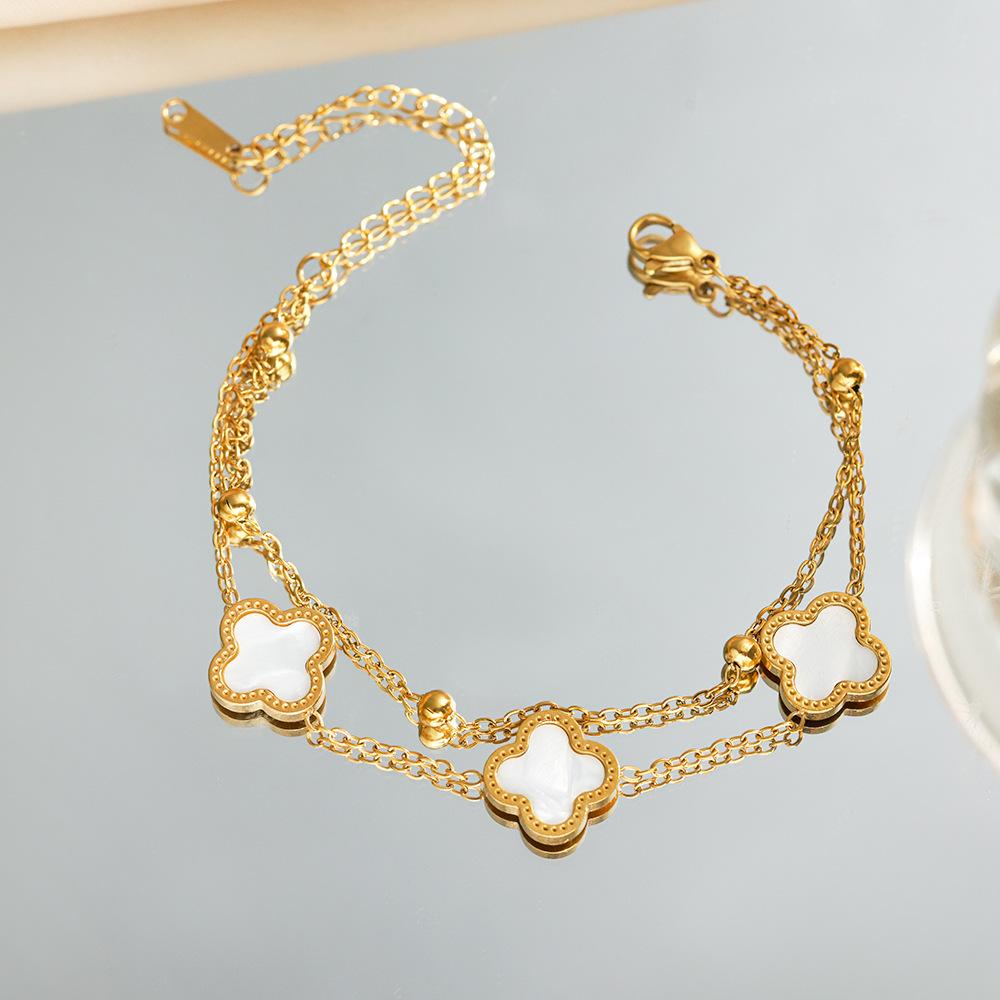Fashion Bracelet Four-leaf Clover 18k Titanium Steel Bracelet Light Luxury Senior Sense of Female Bracelet Simple Niche Hand Jewelry