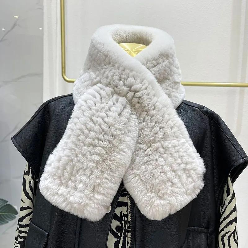 WTEMPO Versatile Thickened Warm Plush Scarves Women's Solid Color Double Side Simple Faux Fur Mid-length Scarf