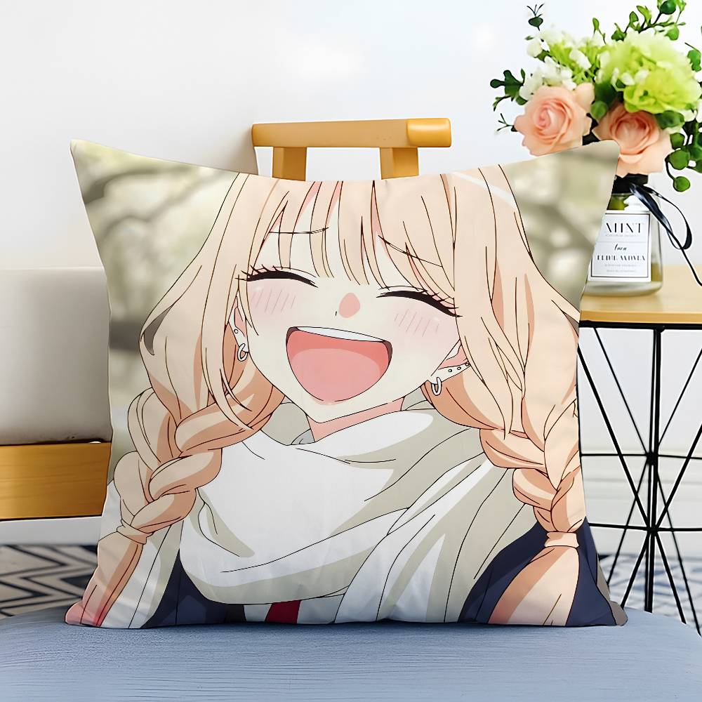 My Dress-Up Darling M-Marin Kitagawa Pillow Case Anti-dustmite Pillowcase Invisible Zipper Silky Short Plush Sofa Cushion Cover