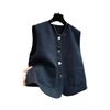 Autumn Style Round Neck Vest Jacket for Women French Style Outer Wear Sleeveless Waistcoat Top