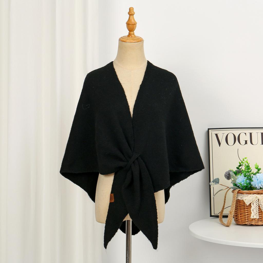 Lazy Travel Strolling Streets Triangular Scarf Women Autumn Winter Neck Protection Warm Air-conditioned Room Solid Color Shawl Outdoor Wear