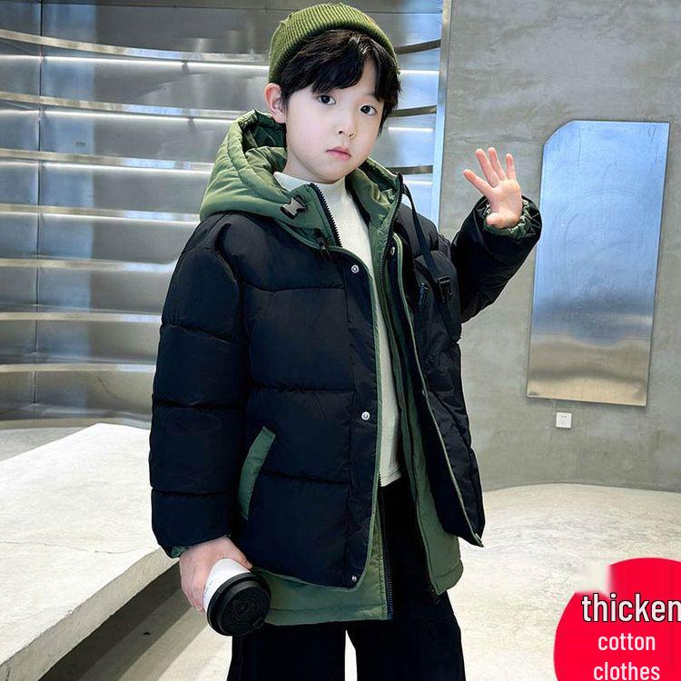 

Зимнее пальто для мальчиков 2025 с флисовой подкладкой: Модный, Плотный и Теплый для Детей Среднего и Старшего возраста 130 cm