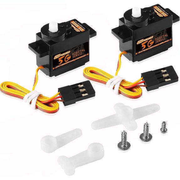 2PCS 5G Mini Digital Servo, Plastic Gear Micro RC Servos Motor Kit for 1/28 RC Car Model Boat Fixed-Wing Helicopter Airplane Robot Toy (2PCS)
