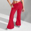 Ladies Fashion Loose Draw String Waist Solid Color Cargo Pants Leisure Flares