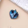 Expressive Shaped Heart Brooch With Blue Flame Cartoon Character For Trendy Outfit Accents