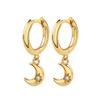 925 Silver Needle Square Pendant Hoop Earrings Vintage Gold Earrings For Women Shell Pendant Earring Fashion Jewelry Accessories