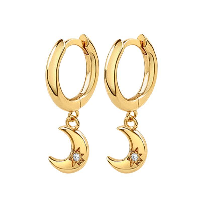 925 Silver Needle Square Pendant Hoop Earrings Vintage Gold Earrings For Women Shell Pendant Earring Fashion Jewelry Accessories